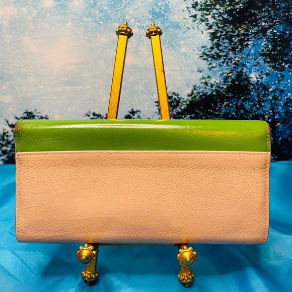 Chloe Color-block Long Wallet VGC Greens and Beige Leather - Picture 3 of 12